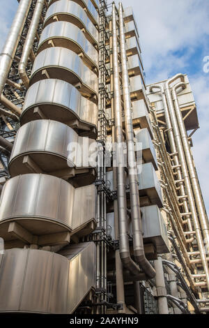 Lloyd's of London building with its inside out architecture in London, England