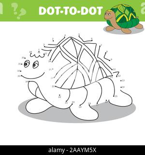 Connect the dots to draw the animal educational game for children turtle vector illustration Stock Vector