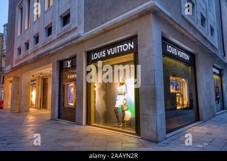 Venice, Italy - October 15, 2019: Louis Vuitton shop in the center