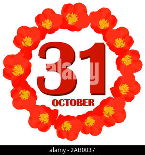 October 31 icon. For planning important day. Banner for holidays and special days. Illustration. Stock Photo