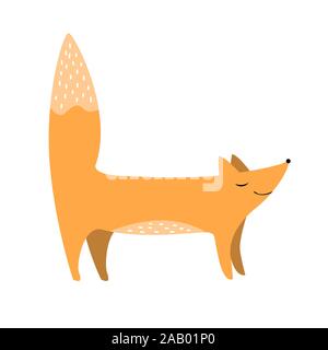 Cute fox flat vector illustration. Cartoon forest animal Stock Vector
