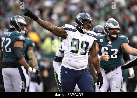 Seattle Seahawks defensive end Quinton Jefferson celebrates during an NFL  football game against the Atlanta Falcons, Sunday, Sept. 25, 2022, in  Seattle. The Falcons won 27-23. (AP Photo/Stephen Brashear Stock Photo -  Alamy