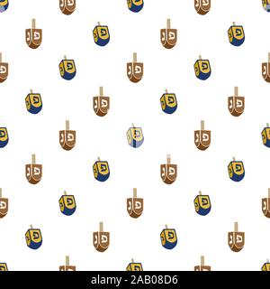 Illustration on theme big colored pattern Hanukkah, seamless set dreidel. Seamless pattern consisting of collection dreidel, accessory holiday Hanukka Stock Vector