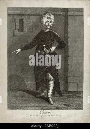 The History of Ottoman Empire. Chatir or Footman of the Grand Visir. By Vanmour, Jean-Baptiste. 18th century Stock Photo