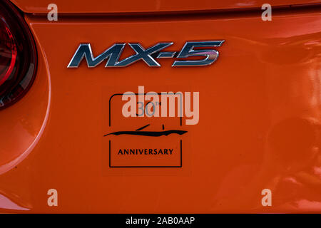 Orange Mazda Miata MX-5 ND Mark 4 30th Anniversary model Stock Photo