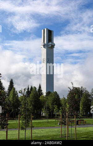 Bell tower of Lakeuden Risti Church - designed by Alvar Aalto and representing Nordic functionalism architecture - in Seinäjoki, Finland Stock Photo