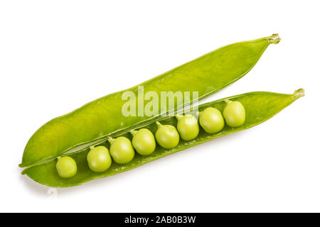 fresh  peas  in pod isolated on  white background. Stock Photo