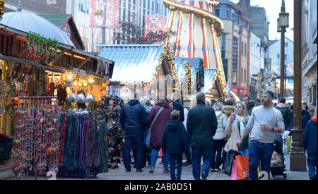 Shoppers visiting the Winter Wonderland stalls, in Nottingham Stock Photo