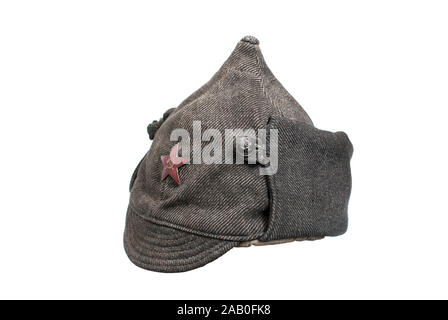 USSR (Russia) history. USSR military cap (Budenny cap) - pointed helmet formerly worn by Red Army men. 1933. Russia. Stock Photo