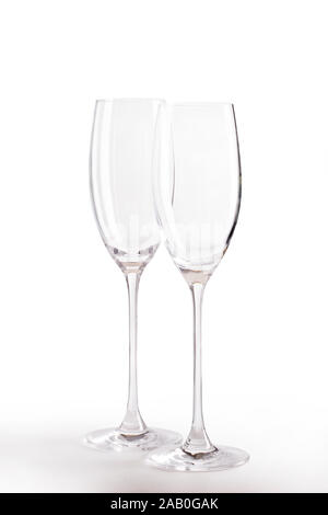 Empty wine glasses with clipping path on  uniform background. Stock Photo