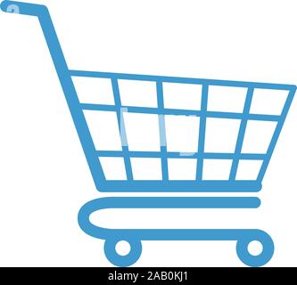Empty color shopping cart flat modern design. Colored vector icon isolated on white background. Web store object design. Simple shop cart symbol. purchases colorful market element Stock Vector