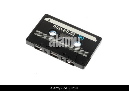 Retro cassette tape Maxell 90 min in a persons hand Side A Stock Photo -  Alamy