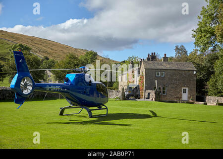 Airbus/Eurocopter EC 120B at a farm in Yorkshire, England. Stock Photo