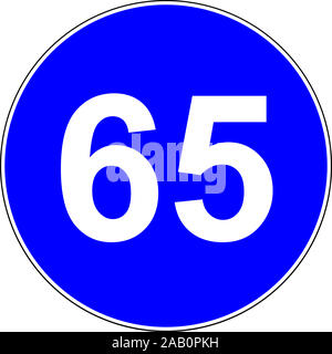 Road sign with suggested speed of 65 km/h Stock Photo