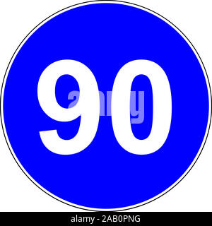 Road sign with suggested speed of 90 km/h Stock Photo