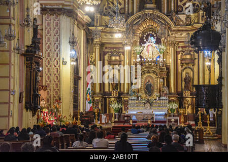 Lima, Peru - Nov 17, 2019: Iglesia de la Merced, a  historic Catholic church dating back to 1535 Stock Photo
