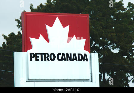 Maple Ridge, Canada - September 26, 2019: Sign of Petro-Canada gas station in Maple Ridge. The most popular fuel station in Canada. Stock Photo