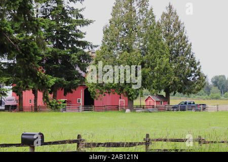 Aldergrove,Canada - June 9, 2019: View of Beautiful farm which have been used as filming location 'Kent Farm' in TV Show 'Smallville' and 'Riverdale'
