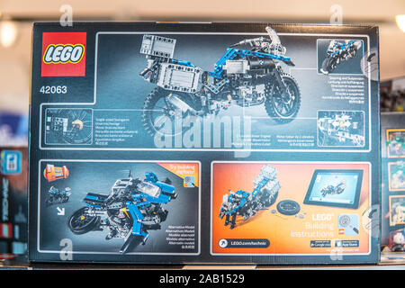 Lego box on the shop display for sale, Lego Star Wars, Speed, Super Heroes,  City, Juniors, Classic, Duplo, Creator, Technic, Friends, Ninjago, Elves  Stock Photo - Alamy