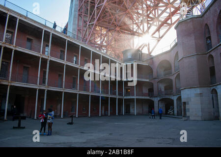 Fort Point is located under the Golden Gate Bridge in San Francisco. Stock Photo