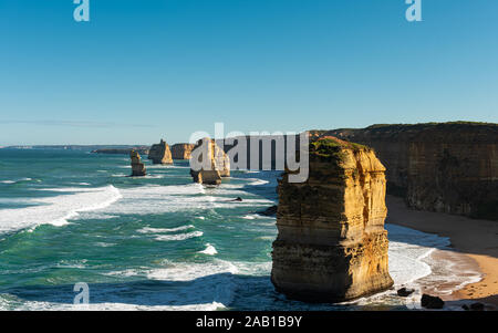 The Twelve Apostles, a collection of limestone rocks off the shore of the Port Campbell National Park, by the Great Ocean Road in Victoria, Australia Stock Photo