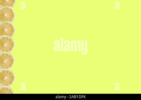 lemon fruits pattern on yellow background Stock Photo