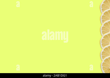 lemon fruits pattern on yellow background Stock Photo