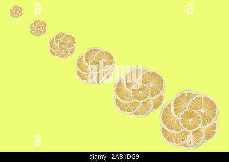 lemon fruits pattern on yellow background Stock Photo