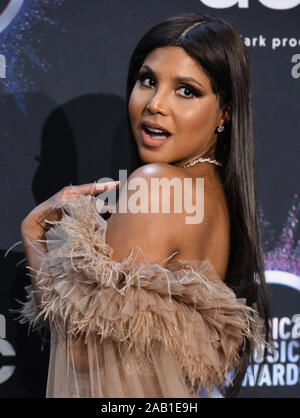 Los Angeles, United States. 24th Nov, 2019. Singer Toni Braxton appears backstage during the 47th annual American Music Awards at the Microsoft Theater in Los Angeles on Sunday, November 24, 2019. Photo by Jim Ruymen/UPI Credit: UPI/Alamy Live News Stock Photo