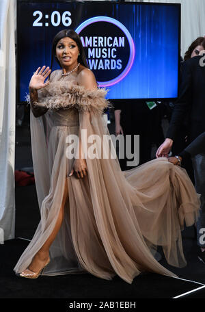 Los Angeles, United States. 24th Nov, 2019. Singer Toni Braxton appears backstage during the 47th annual American Music Awards at the Microsoft Theater in Los Angeles on Sunday, November 24, 2019. Photo by Jim Ruymen/UPI Credit: UPI/Alamy Live News Stock Photo