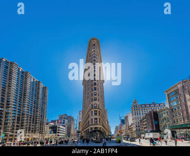 NEW YORK CITY- MARCH 26, 2018 : Flatiron Building one one the main one of the main Manhattan Landmarks Stock Photo