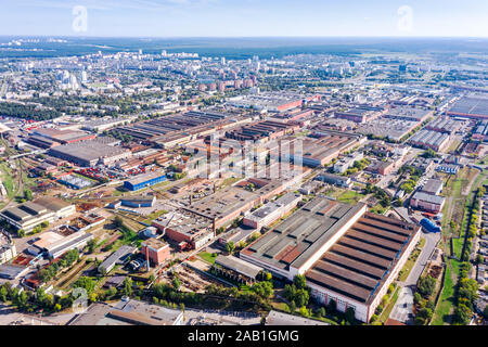 aerial view of big industrial area. industrial park of factories manufacturing companies Stock Photo