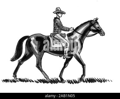 how to draw a cowboy on a horse