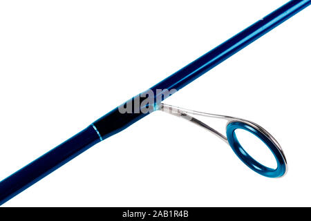 Fishing rod spinning ring with close-up. Fishing rod. Rod rings isolated on white background with clipping path .Fishing tackle. Fishing spinning reel Stock Photo