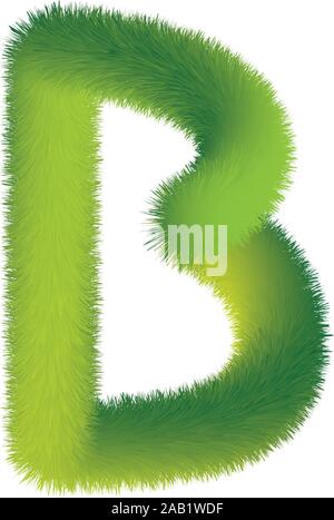 Letter B. Furry vector font made of fir branches for the new year. Stock Vector