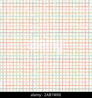 Textured checked seamless pattern in pastel colours. A geometric plaid vector repeat design ideal for children and baby projects. Stock Vector