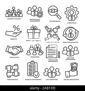 Engagement line icons set on white background Stock Vector