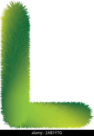 Letter L. Furry vector font made of fir branches for the new year. Stock Vector