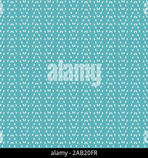 Abstract vector dotted chevron seamless pattern. Stitching arrow effect background repeat in teal and white. Stock Vector