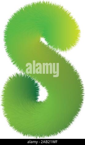 Letter S. Furry vector font made of fir branches for the new year. Stock Vector