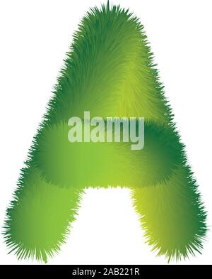 Letter A. Furry vector font made of fir branches for the new year. Stock Vector