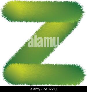 Letter Z. Furry vector font made of fir branches for the new year. Stock Vector