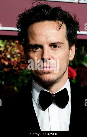 London Coliseum, London, UK. 24 November 2019.  Andrew Scott poses at the 65th Evening Standard Theatre Awards. . Picture by Julie Edwards./Alamy Live News Stock Photo
