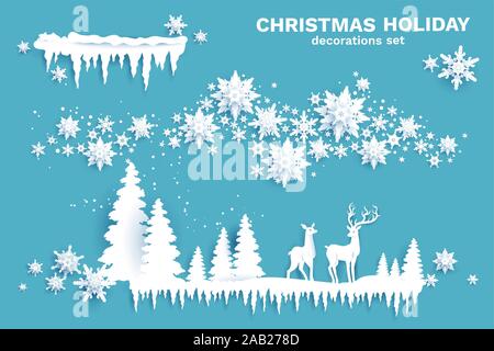 Realistic paper cut elements set Stock Vector
