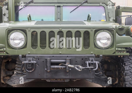 military tranport truck, front view Stock Photo