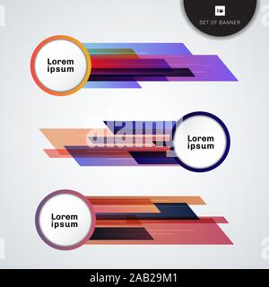 Set of banner web geometric circle and line on white background technology style. Vector illustration Stock Vector