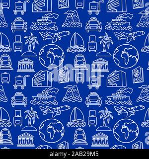 illustration of the travel seamles pattern of resort, cruise and transport Stock Vector