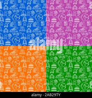 illustration of the travel seamles patterns of resort, cruise and transport Stock Vector