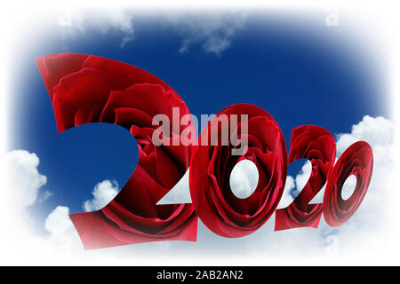 2020 roses in the clear sky Stock Photo