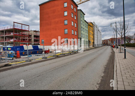 Newly constructed apartment blocks housing in the Stockholm suburb of Upplands Vasby, Stockholm, Sweden Stock Photo